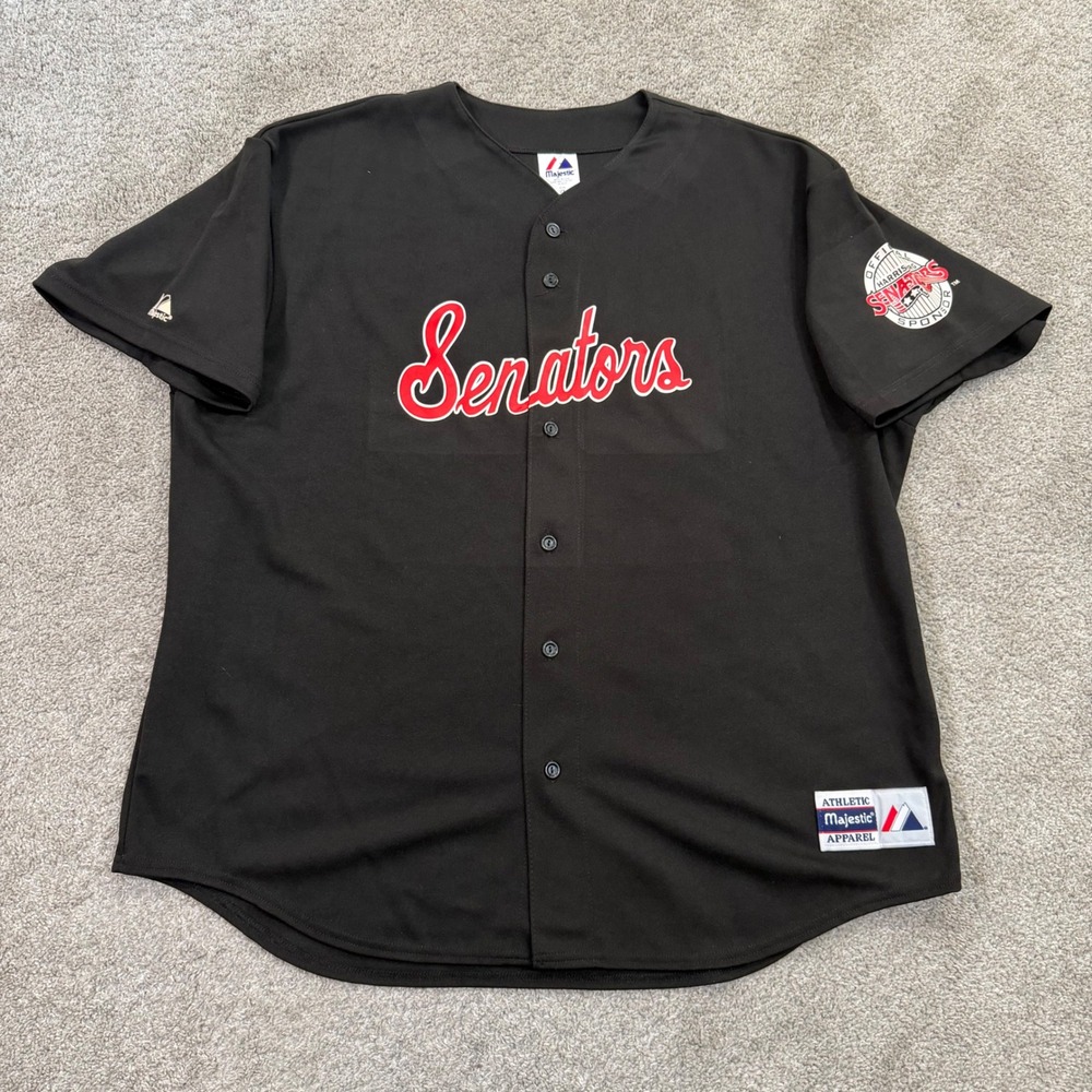 Majestic Harrisburg Senators Baseball Jersey Black Engle 1 Mens 2XL MiLB VTG